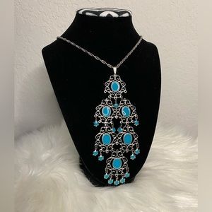 Vintage Turquoise Stone Statement Necklace